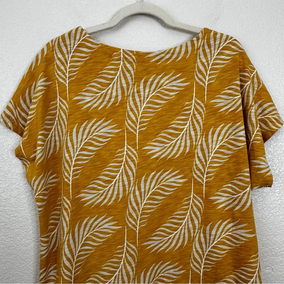 Croft & Barrow Yellow Tropical Leaf Crewneck Top, Size XL - Picture 8 of 11